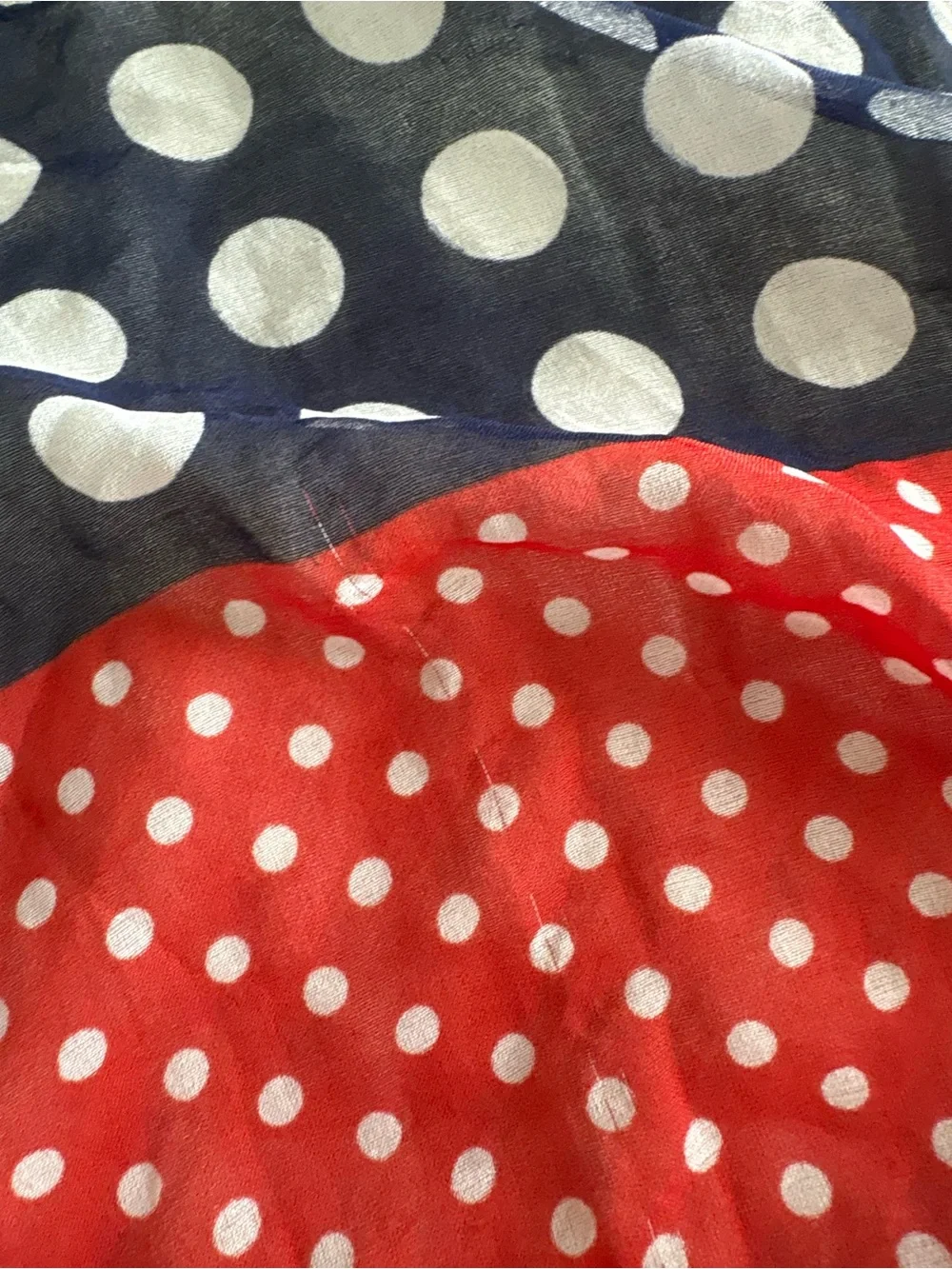 Polka Dot Red and Navy Lightweight Bandana Scarf